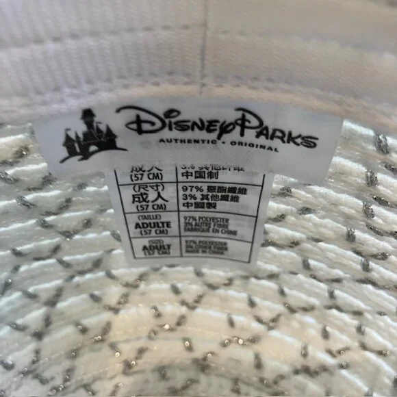 Disney Parks Mickey Mouse Straw Bucket Hat Silver/White Adult 57cm Mickey Icon - Picture 7 of 12